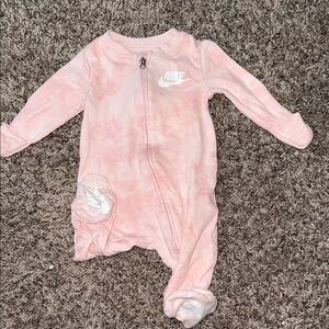 Nike Pink Velour Footies One Piece